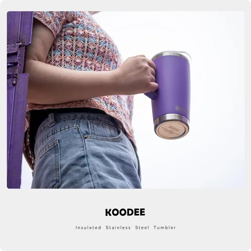 Miniatura 6 de koodee Taza de café de viaje con tapa, taza de café aislada de 20 onzas de acero inoxidable de doble pared taza de café para campamento, a prueba