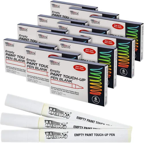 Miniatura 7 de U.S. Art Supply - Rotuladores de retoque de pintura en blanco vacíos (juego de 6) - Llena con tu propio arte Pintura acrílica a base de aceite