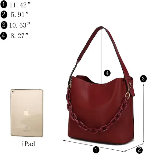Miniatura 5 de MKF Collection Bolso Hobo, Bolso de mano con asa superior, Bolso de hombro de cuero PU