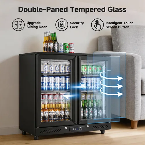 Miniatura 5 de BODEGA COOLER - Enfriador de barra trasera de 2 puertas, refrigerador comercial de bebidas de 7.4 pies cúbicos, refrigerador de bebidas debajo