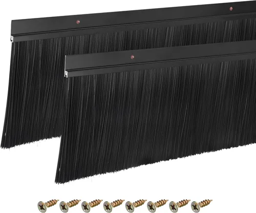 Miniatura 36 de uxcell 2 piezas cepillo de puerta barrido inferior forma H base de aleación de aluminio con cepillo de nailon de 0.4 pulgadas para hogar, industrial