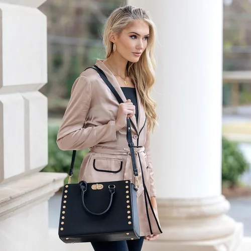 Miniatura 2 de Dasein - Bolso de hombro tipo satchel para mujer, tamaño mediano, con asa superior, bolso de trabajo, con cartera a juego, set de 2 piezas