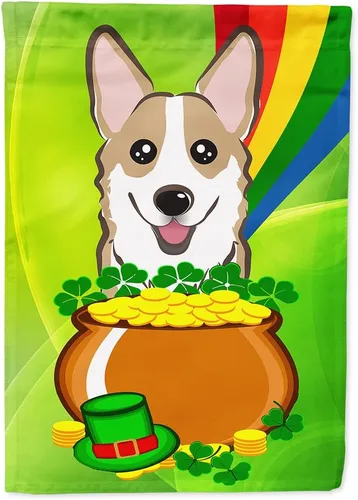 Miniatura 90 de Caroline's Treasures BB1963GF Bandera de Bulldog Inglés para el Día de San Patricio para el jardín, bandera decorativa para patio exterior, patio