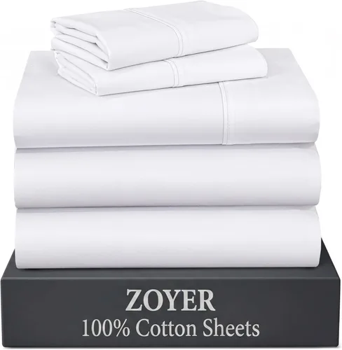 Miniatura 32 de ZOYER Sábanas de percal 100 % algodón tamaño King, refrescantes y transpirables para personas que duermen con calor, ropa de cama crujiente