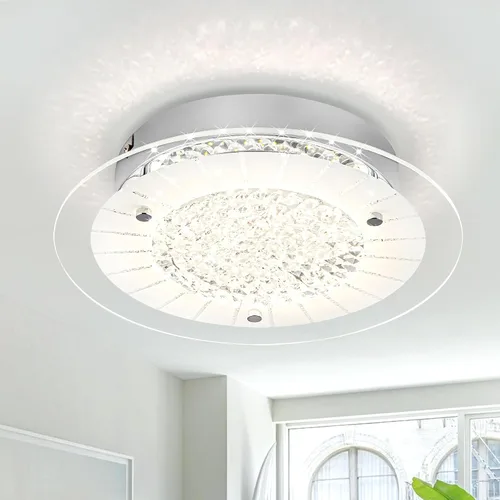 Miniatura 13 de Lámpara de techo de cristal de montaje al ras, lámpara de techo LED moderna de 8.3 pulgadas, lámparas de araña de cristal regulables