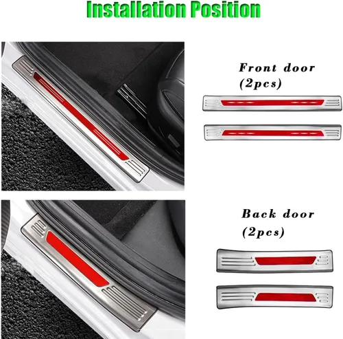 Miniatura 4 de Para Hyundai Elantra 2021 2022 2023 2024 2025 4 piezas de acero inoxidable para el umbral de la puerta exterior de las placas de protección