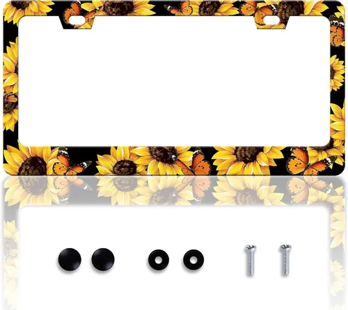 Miniatura 15 de Marco de Placa de Matrícula de Flores de Cerezo Hermosas Marco de Placa de Matrícula Personalizado de Acero Inoxidable Diseño Divertido Compatible