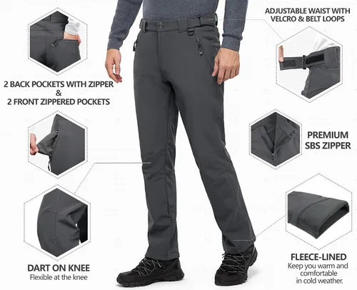 Miniatura 4 de 33,000ft Pantalones de esquí de invierno para hombre, con forro polar, cálidos, impermeables, aislados para snowboard, trabajo al aire libre