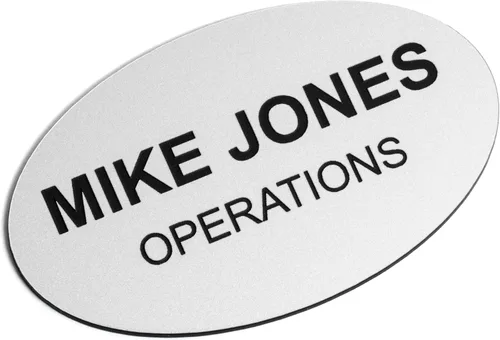Miniatura 37 de Insignias de identificación con nombre grabadas personalizadas: identificación personalizada con pin o respaldo magnético, 1 pulgada x 3 pulgadas