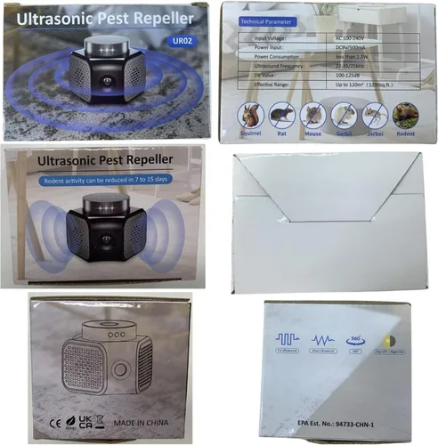 Miniatura 8 de Repelente de ratones, enchufe ultrasónico, repelente de ratones de 360° para interiores con dispositivo disuasorio de roedores de ardillas 4 en 1
