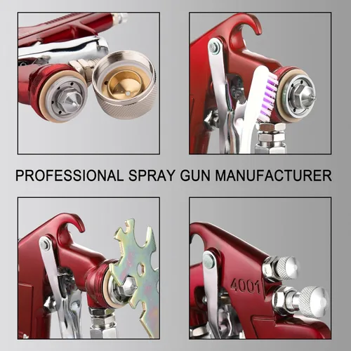 Miniatura 4 de Juego de pistola rociadora de alimentación por sifón para pintura con boquilla de 1,4/1,7/2,0 mm, recipiente de 1000 cc y 6 coladores de pintura