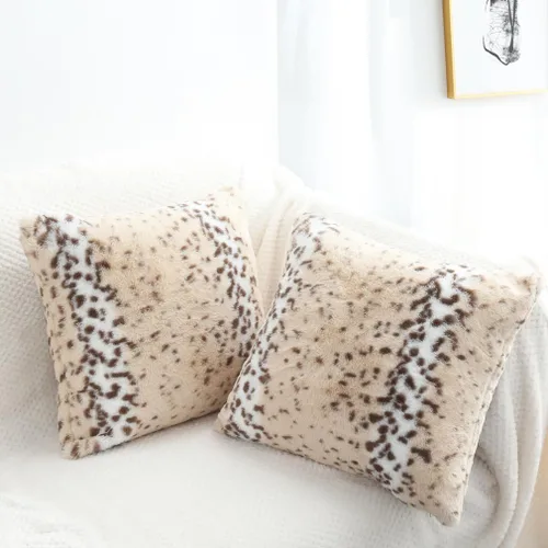 Miniatura 8 de Fundas de almohada esponjosas con estampado de leopardo de nieve y guepardo, fundas de cojín de piel de animal esponjosa, fundas de almohada