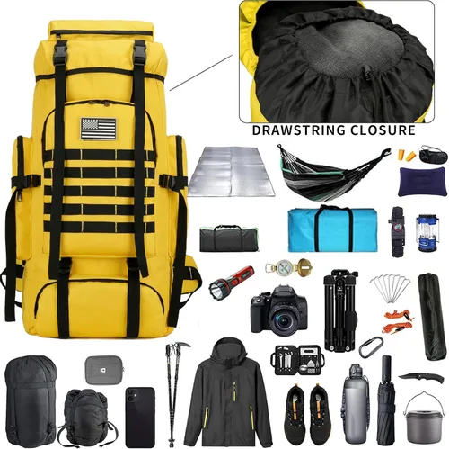Miniatura 3 de Mochila de senderismo W WINTMING para hombres 70L/100L, mochila de campamento, mochila militar Molle, paquete de asalto de 3 días para escalada