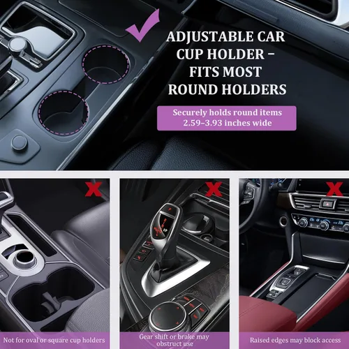 Miniatura 6 de JINKEY Expansor de portavasos 2 en 1, extensor de portavasos extra con inserto de taza ajustable para asiento delantero de automóvil para Yeti