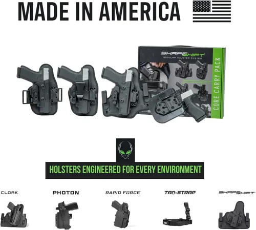Miniatura 8 de Alien Gear Shapeshift Core Carry Pack Funda - Funda 4 en 1, IWB, Apéndice, Pala OWB y Correa OWB Incluidas - Transporte Cerrado y Abierto
