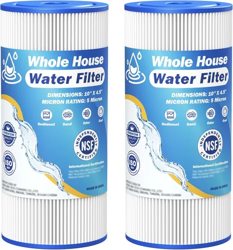 Filtro de agua para toda la casa de 10 x 4.5 pulgadas de 5 micrones compatible con GE FXHSC, GXWH40L, Plumber W50PEHD, Culligan R50-BBSA, Pentek