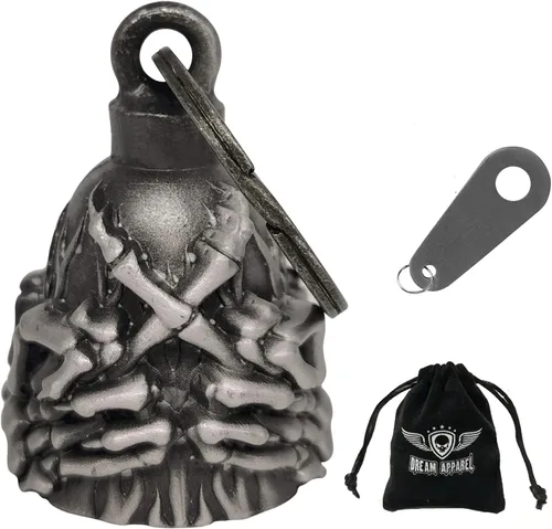 Miniatura 35 de Dream Apparel Campanas de motocicleta para motociclistas, accesorios de campanas pesadas y llavero para la suerte Viaja para vivir