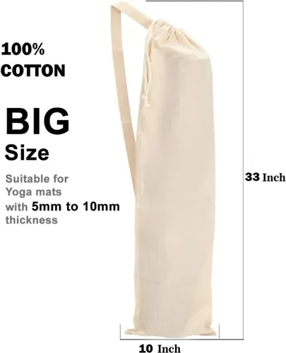 Miniatura 3 de Mayatra - Funda para esterilla de yoga orgánica grande, 100% algodón, ligera, lavable, con correa ajustable, unisex Liso