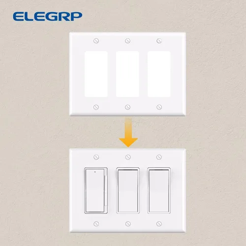 Miniatura 5 de ELEGRP Placas decorativas de pared de 3 posiciones, tamaño mediano 4.88" H x 6.75" L, cubierta frontal termoplástica irrompible para interruptor