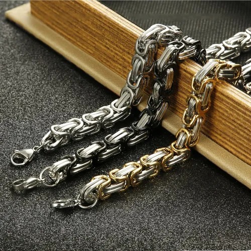 Miniatura 6 de FIBO STEEL - Pulsera para hombre cadena de eslabones de acero inoxidable 2piezas 8mm para hombre, pulseras bizantinas, 8.0-9.1pulgadas