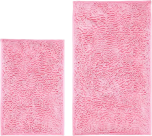 Miniatura 20 de LanYunUmi Juego de 2 alfombras de baño de felpilla chenille antideslizante color gris oscuro, tapete de baño extra suave y absorbente para ducha