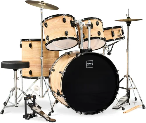 Miniatura 10 de Best Choice Products Juego completo de batería para adultos de 5 piezas con soportes de platillo, taburete, pedal de tambor, palos, piso Tom - negro