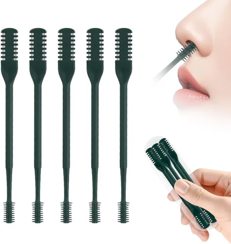 Miniatura 22 de Cortador de pelo nasal 2 en 1, recortador manual de doble cara con cepillo, cuchillo de nariz giratorio de 360° para hombres y mujeres, herramienta