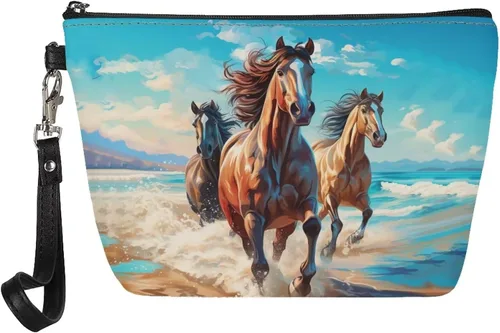 Miniatura 19 de Upetstory Bolsa de maquillaje de animales, bolso pequeño de cuero para cosméticos de viaje para niñas y mujeres, bolso de mano para lápiz labial