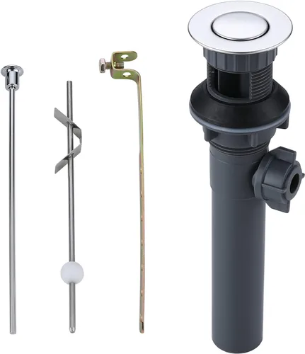 Miniatura 13 de Drenaje de fregadero de baño sin desbordamiento, tapón emergente ARCORA de oro cepillado para fregadero de recipiente con botón de clic