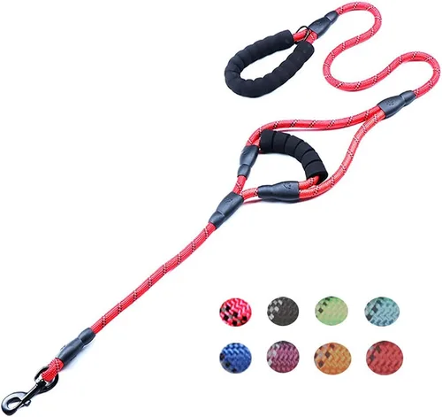 Miniatura 8 de Love Dream Correa para perro de 5 pies de largo con 2 cómodas asas acolchadas, hilos reflectantes con doble asa para control de seguridad, correa