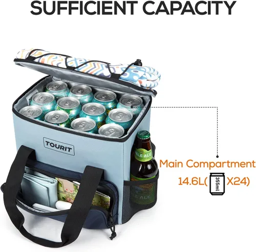 Miniatura 4 de TOURIT Bolsa de enfriador suave pequeña aislada, bolsa de enfriador de almuerzo de 24/35/46 latas, caja de hielo, enfriadores portátiles y a prueba