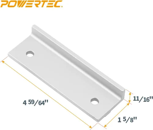 Miniatura 4 de POWERTEC 71696 Kit universal de tope largo de 4-59/64 pulgadas, bloque de tope de riel en T para carpintería de riel en T, lijado y enrutamiento