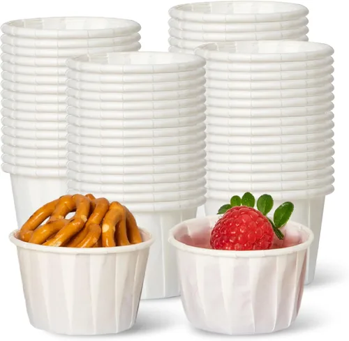 Miniatura 9 de Fit Meal Prep [Paquete de 500] Vasos de papel tratado de 0.75 onzas para porciones de soufflé para muestras de condimentos para medir gelatina shots