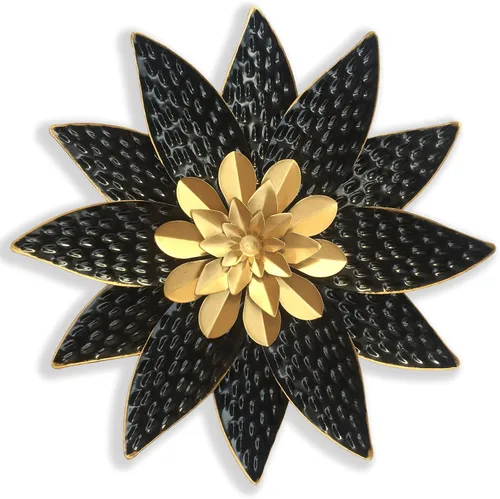 Miniatura 11 de Decoración artística de pared de flores de metal azul, escultura floral rústica moderna de 9.5 pulgadas, decoración desgastada para colgar