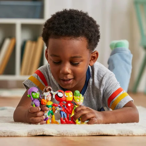 Miniatura 11 de Spidey y sus increíbles amigos Hasbro Marvel, paquete de amigos y enemigos, 5 figuras de acción, 4 pulgadas, juguetes de superhéroes preescolares