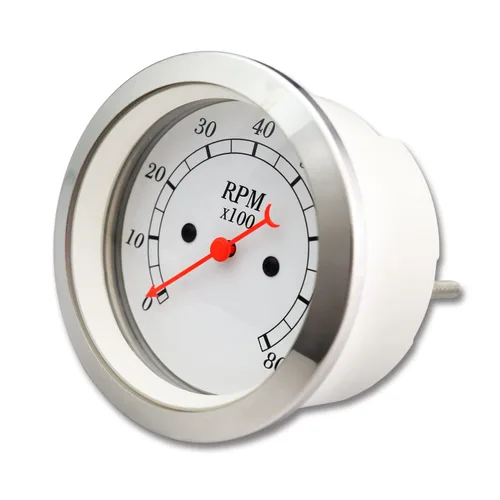 Miniatura 2 de MOTOR METER RACING Classic Series Vintage 3.346 in 3-3/8" tacómetro para motor de gasolina 8000 RPM esfera blanca aguja roja