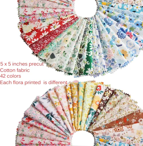 Miniatura 2 de Paquetes de retazos para acolchado de 5 pulgadas, cuadrados de tela precortada de 5''x5'', liquidación de tela de algodón para acolchado, 42
