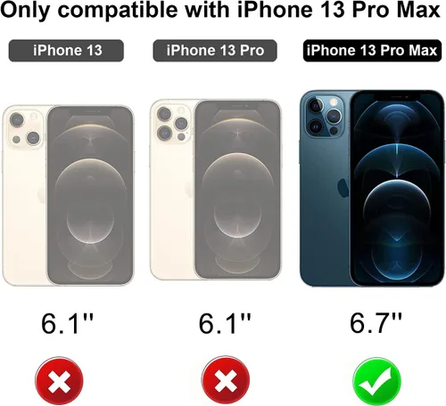 Miniatura 6 de Funda tipo cartera para iPhone 13 Pro Max con tarjetero para mujeres y hombres, de piel sintética, para iPhone 13 Pro Max de 6.7 pulgadas (azul)