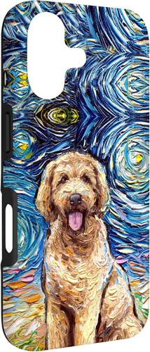 Miniatura 3 de Cute Goldendoodle Starry Night Doodle Dog Art by Aja Case for iPhone 17