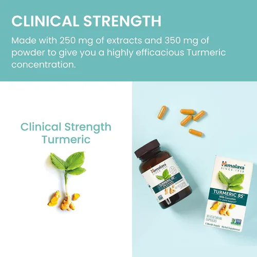 Miniatura 5 de Himalaya Suplemento de cúrcuma 95 con curcumina/curcuminoides, apoyo articular y muscular, flexibilidad y movilidad óptimas, 600 mg, sin OMG