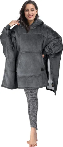 Miniatura 11 de Tirrinia Manta con capucha de gran tamaño, sudadera con manga de murciélago, acogedora manta Sherpa enorme regalo para mujeres adultas