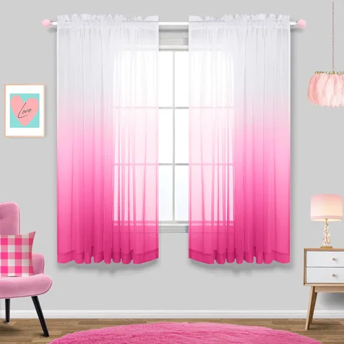 Miniatura 9 de KOUFALL Cortinas de ventana de baño para ducha, juego de 2 paneles de cortinas cortas transparentes en blanco y negro para cocina, dormitorio