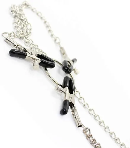 Miniatura 3 de ZKF Nuevo fetiche ajustable pezón abrazaderas fetiche pezón teasers clítoris sensual bondage tres pezones clip (1 paquete) plata, plateado