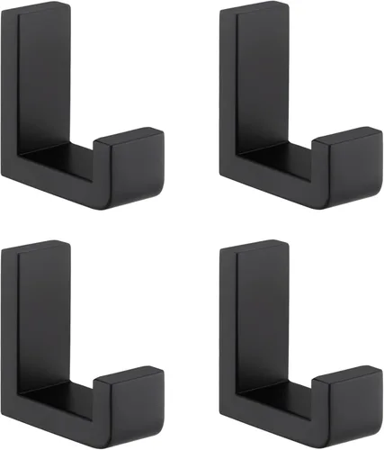 Miniatura 12 de Gancho Simple de Ángulo para Toalla Negro Mate 2 Pack, Gancho para Abrigo de Baño de Acero Inoxidable 304 para Pared