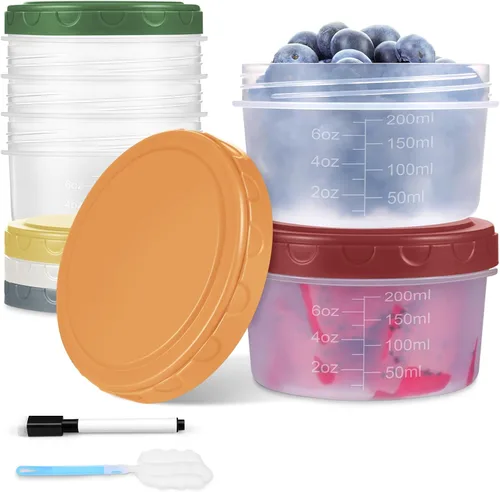 Miniatura 9 de Yomarket 6 piezas 2 oz Recipiente de aderezo de ensalada, recipientes de condimentos reutilizables con tapas a prueba de fugas, pequeños recipientes