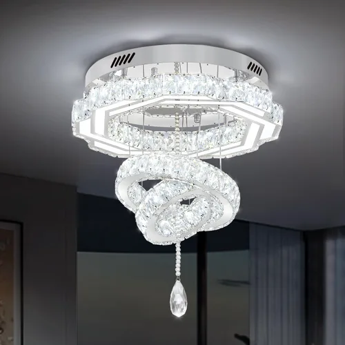 Miniatura 18 de Flashing God Candelabros de cristal modernos de 12 pulgadas, lámpara de techo de montaje empotrado, mini lámpara LED regulable para pasillo, lámpara