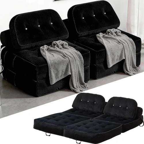 Miniatura 14 de Sofá cama plegable, futón de franela con almohada y manta, silla convertible para apartamento de espacio pequeño, habitación de invitados