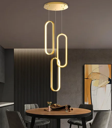 Miniatura 33 de Candelabros LED modernos para entrada de vestíbulo, techo alto, lámparas de escalera largas, regulables, montaje empotrado, alto recibidor, Negro