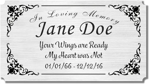 Miniatura 8 de Placa conmemorativa con borde elegante, mensaje personalizado y emblemas de reconocimiento de memoria de identificación, fabricado en Estados Unidos