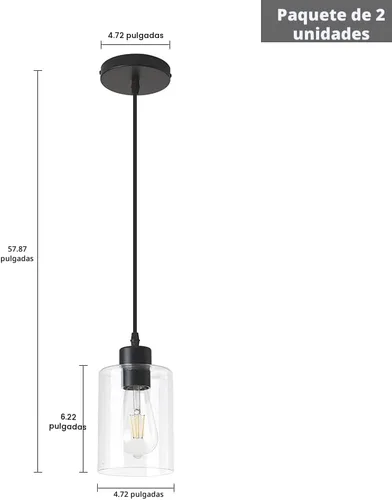 Miniatura 6 de Moderna lámpara colgante cilíndrica de cristal transparente de granja, luces de isla para cocina, mini iluminación colgante para decoración de isla